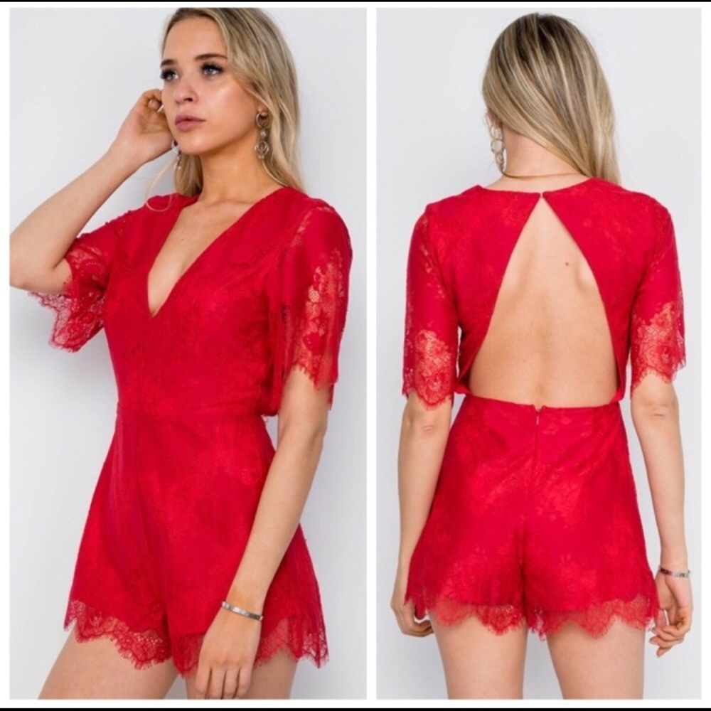 Backless Deep V Neck Statement Romper size S